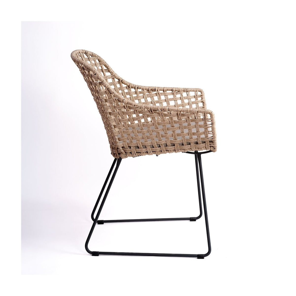 Sillón de comedor de exterior ratán y metal gris Astypalea