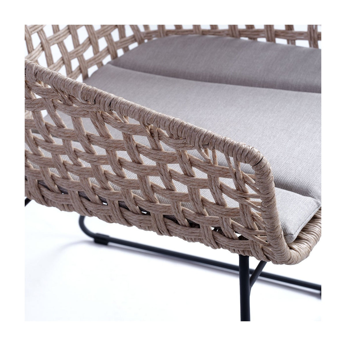 Sillón de comedor de exterior ratán y metal gris Astypalea