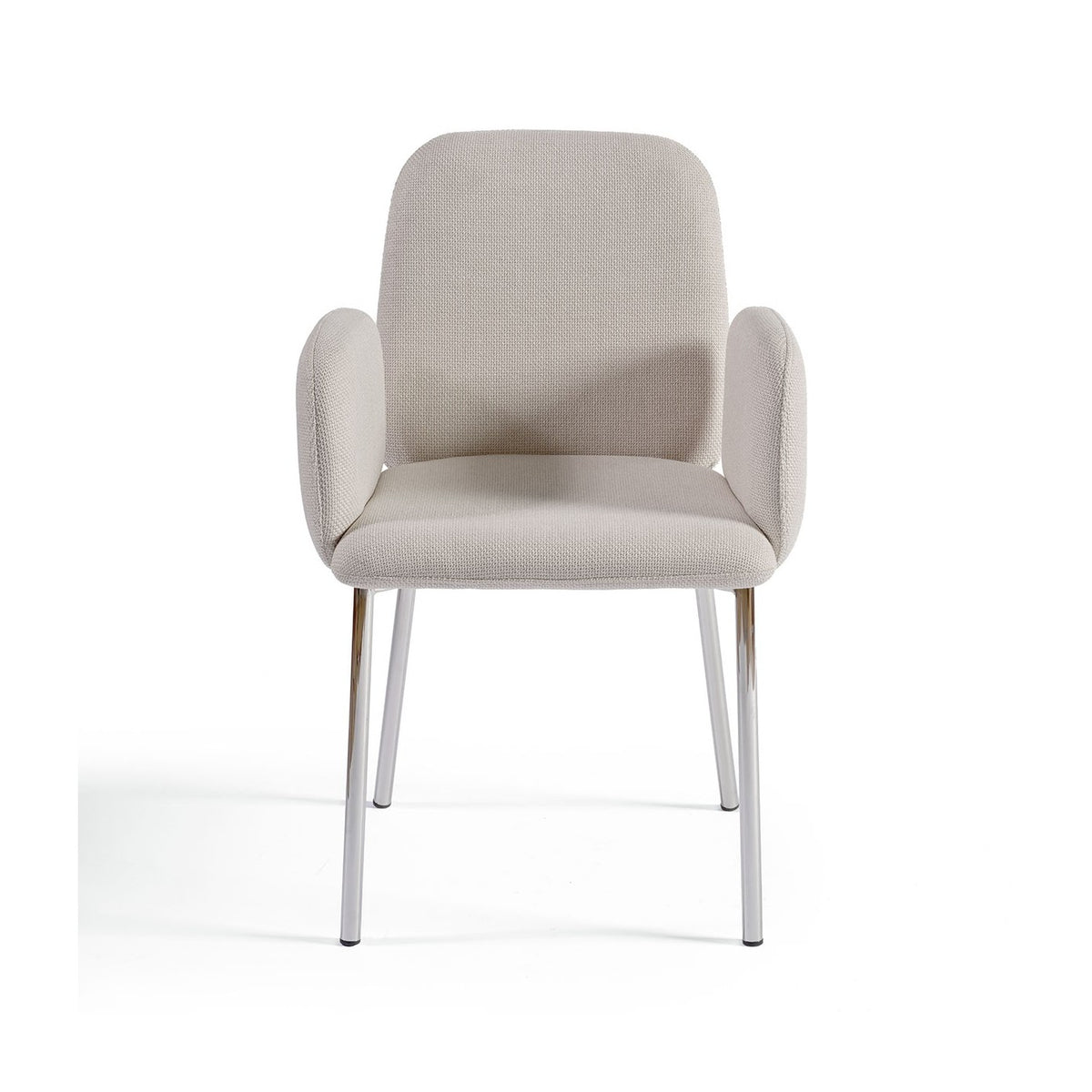 Silla con brazos gris piedra y pata cromada Cargèse