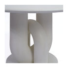 Mesa de comedor redonda acabado cemento blanco Amizmiz