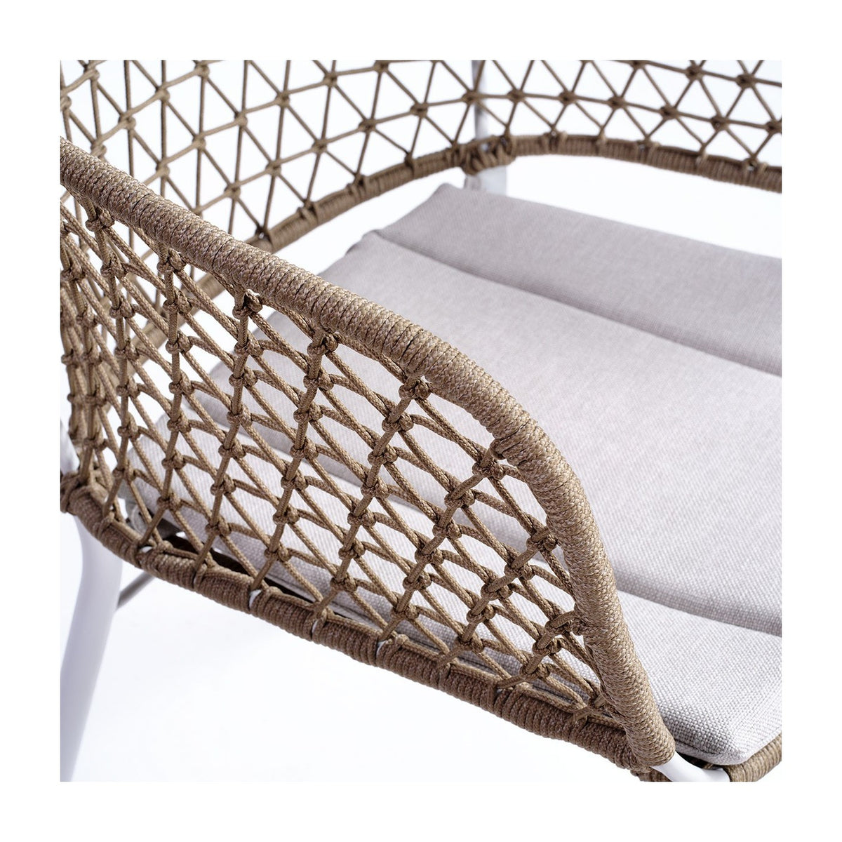 Silla apilable de exterior de cuerda topo y metal piedra Schinoussa