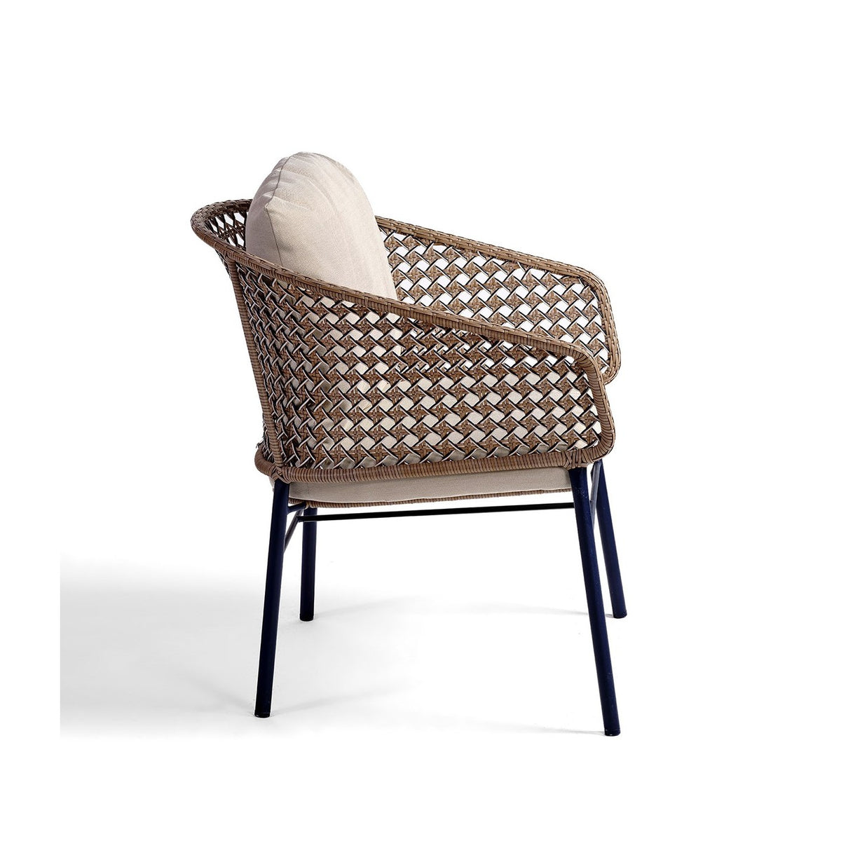 Sillón de exterior de metal y resina tiza Cala Nova