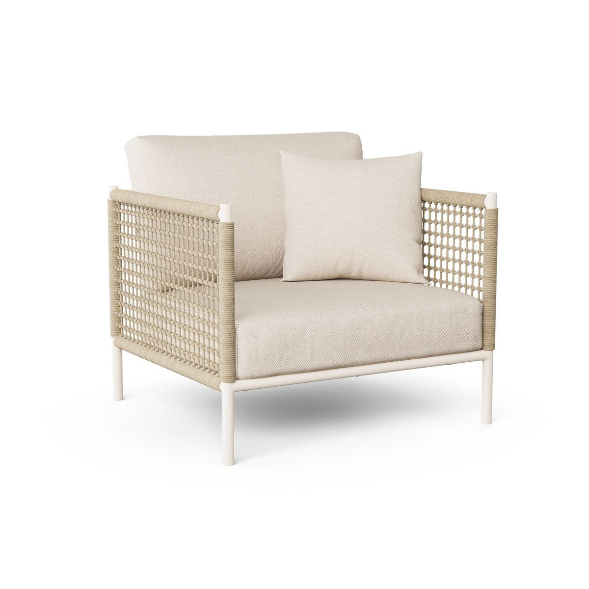 Sillón de exterior de aluminio y cuerda blanco roto Sa Trinxa