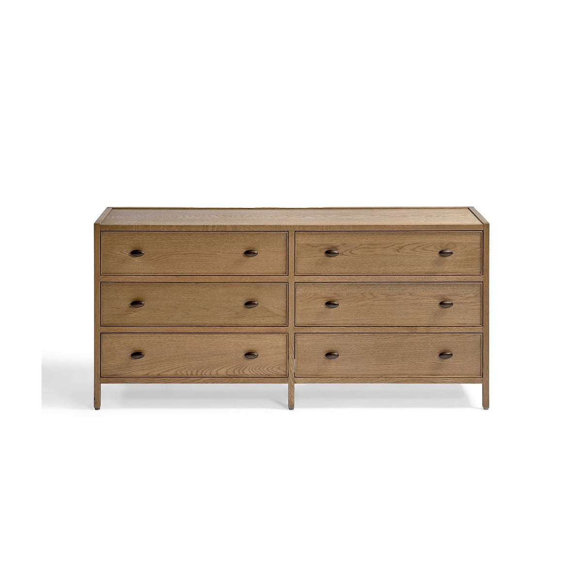 Cómoda baja de roble natural con seis cajones Jelsa