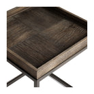 Mesa auxiliar de roble grisáceo y metal negro con borde Tomar