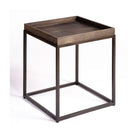 Mesa auxiliar de roble grisáceo y metal negro con borde Tomar