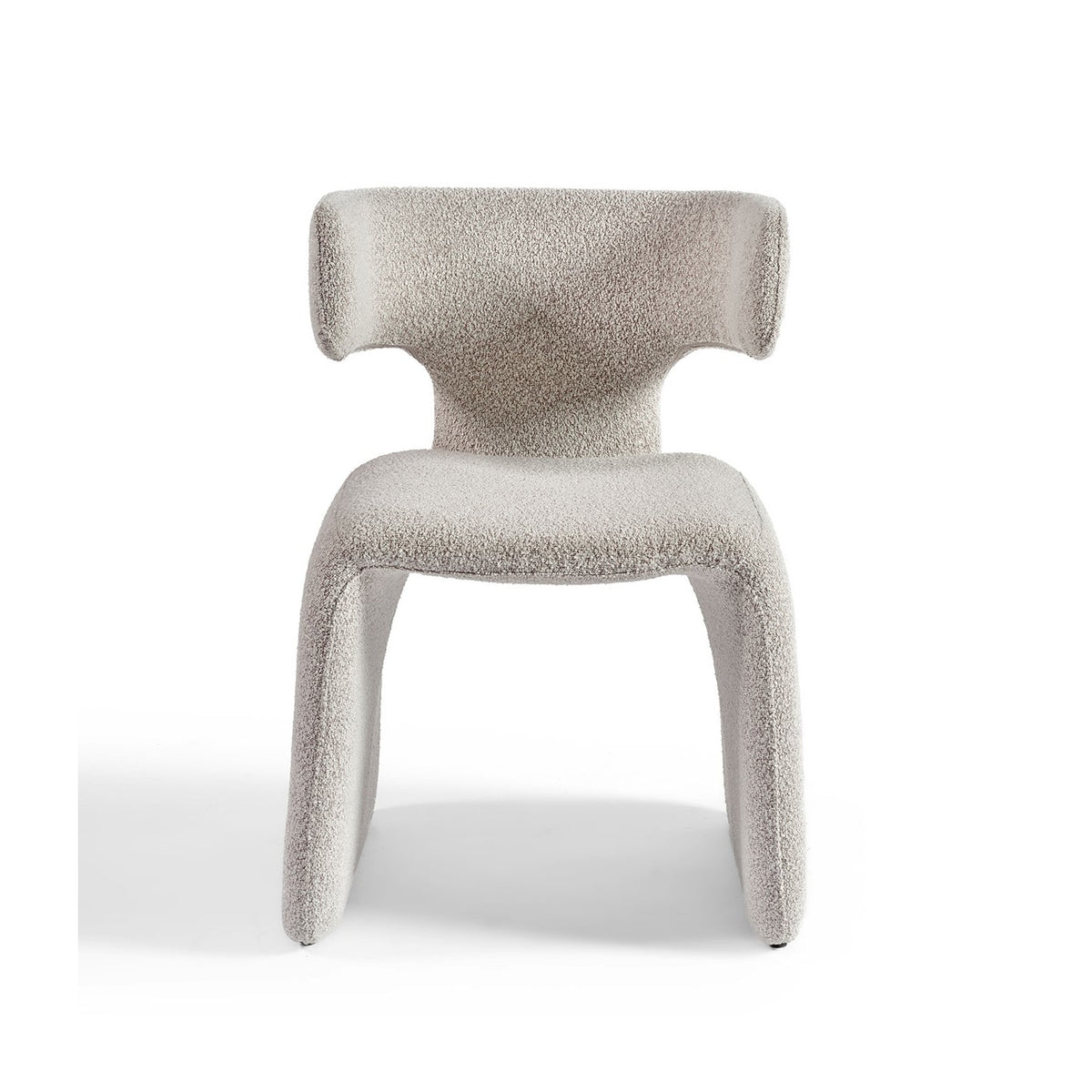 Silla de comedor tapizada en bouclé grisáceo Grimaud
