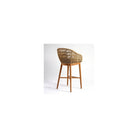 Taburete alto de cuerda beige y teca Folegandros