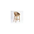 Taburete alto de cuerda beige y teca Folegandros