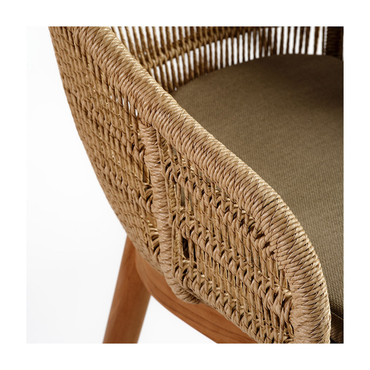 Taburete alto de teca y cuerda beige Sault