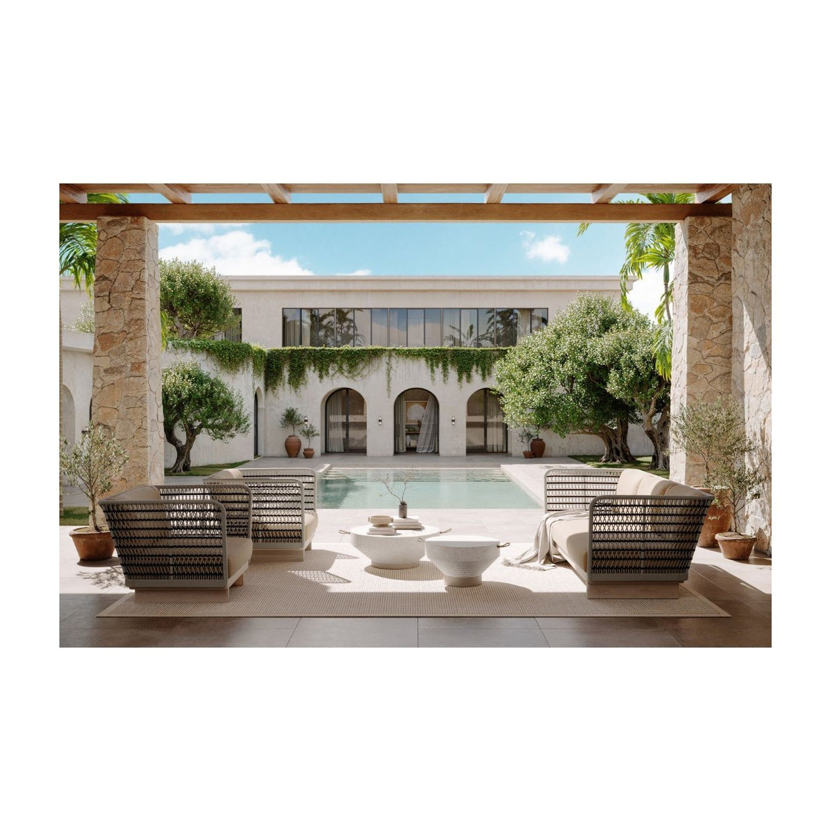 Sofá de exterior de teca y cuerda Dalt Vila