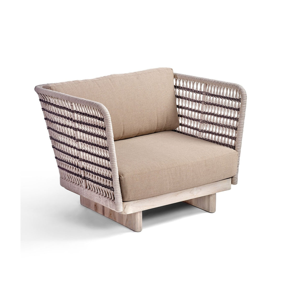 Sillón de exterior de teca y cuerda con cojines Sant Carles