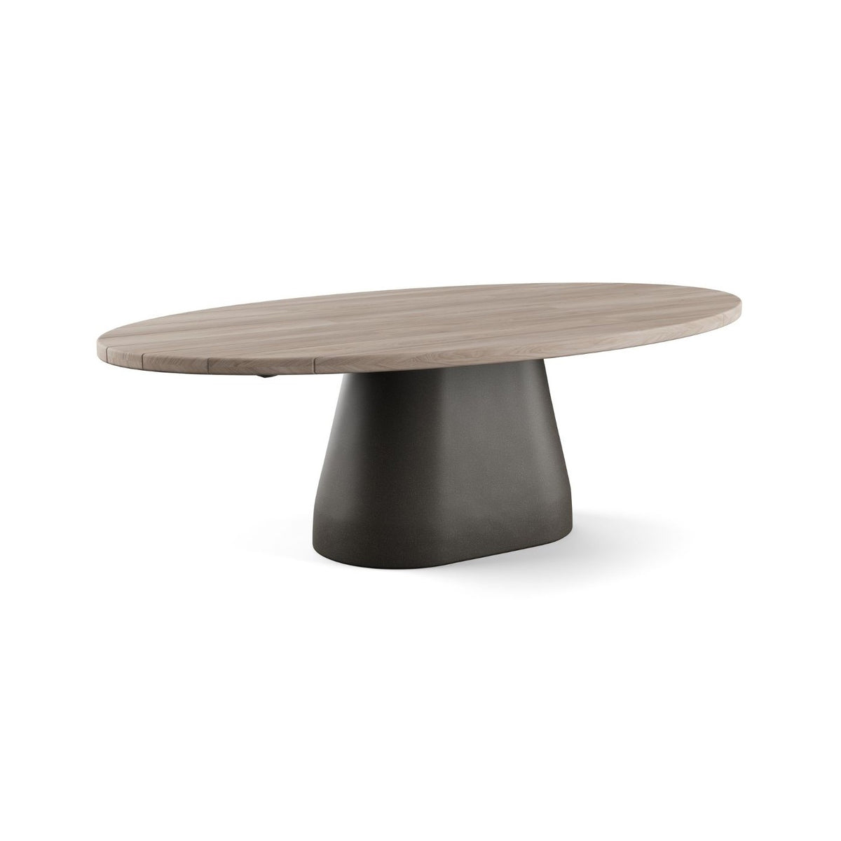 Mesa de comedor ovalada de teca y fibra de vidrio Cala Gració