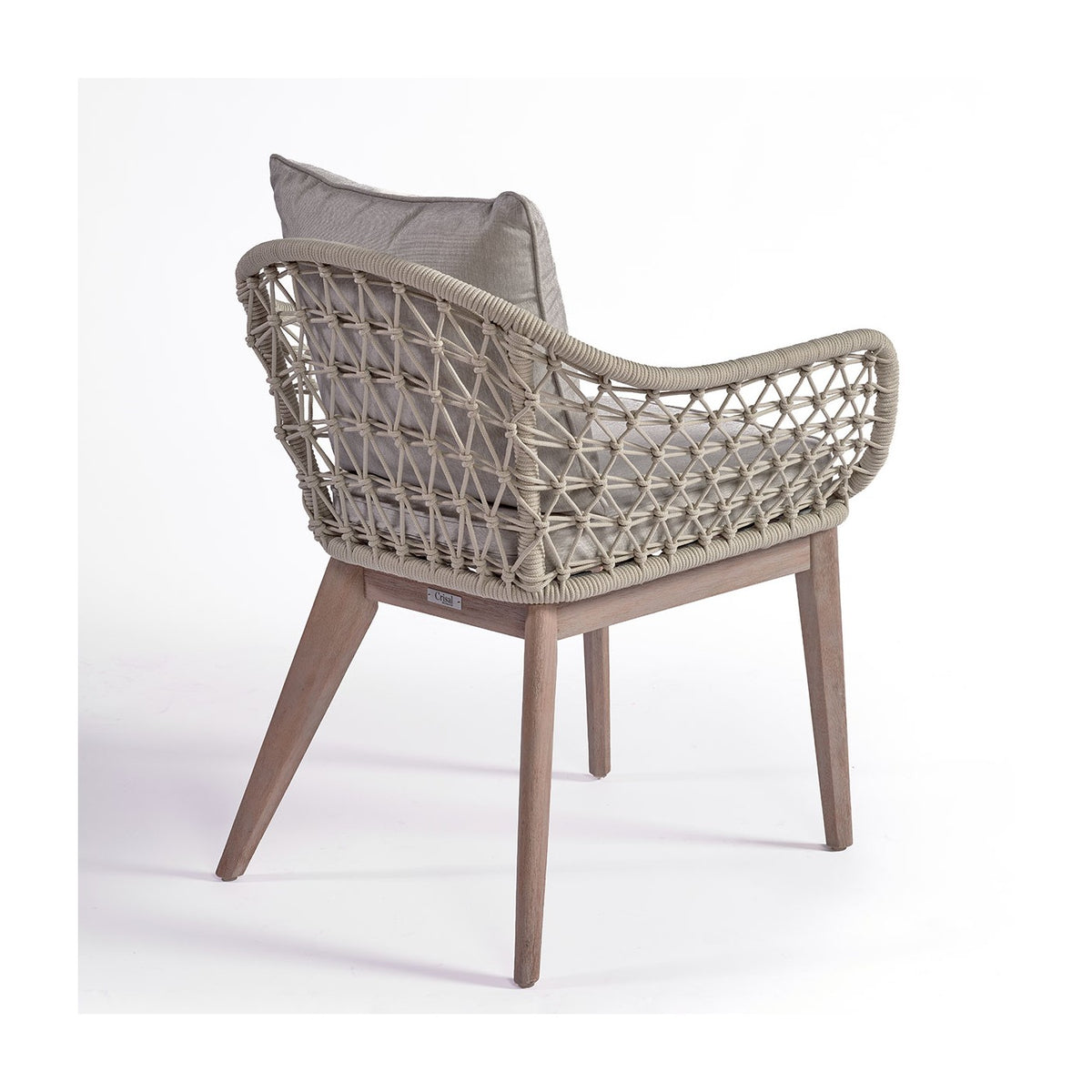 Sillón de comedor de exterior de cuerda blanco grisáceo Tilos
