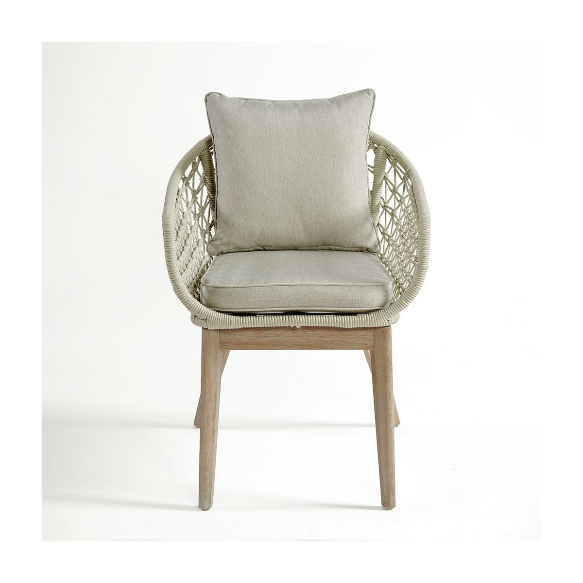 Sillón de comedor de exterior de cuerda blanco grisáceo Tilos