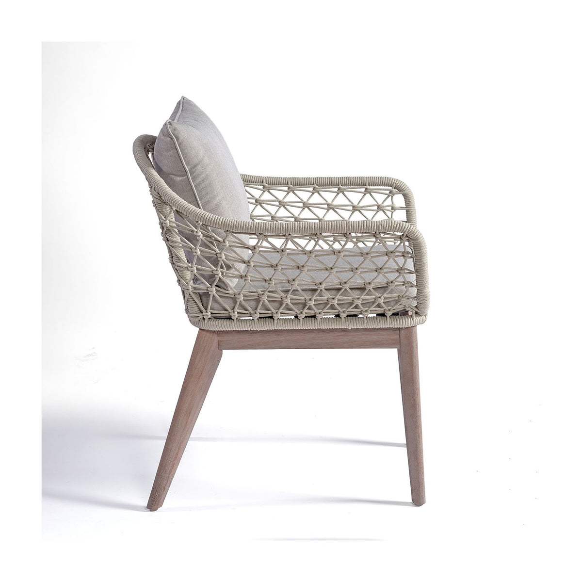 Sillón de comedor de exterior de cuerda blanco grisáceo Tilos