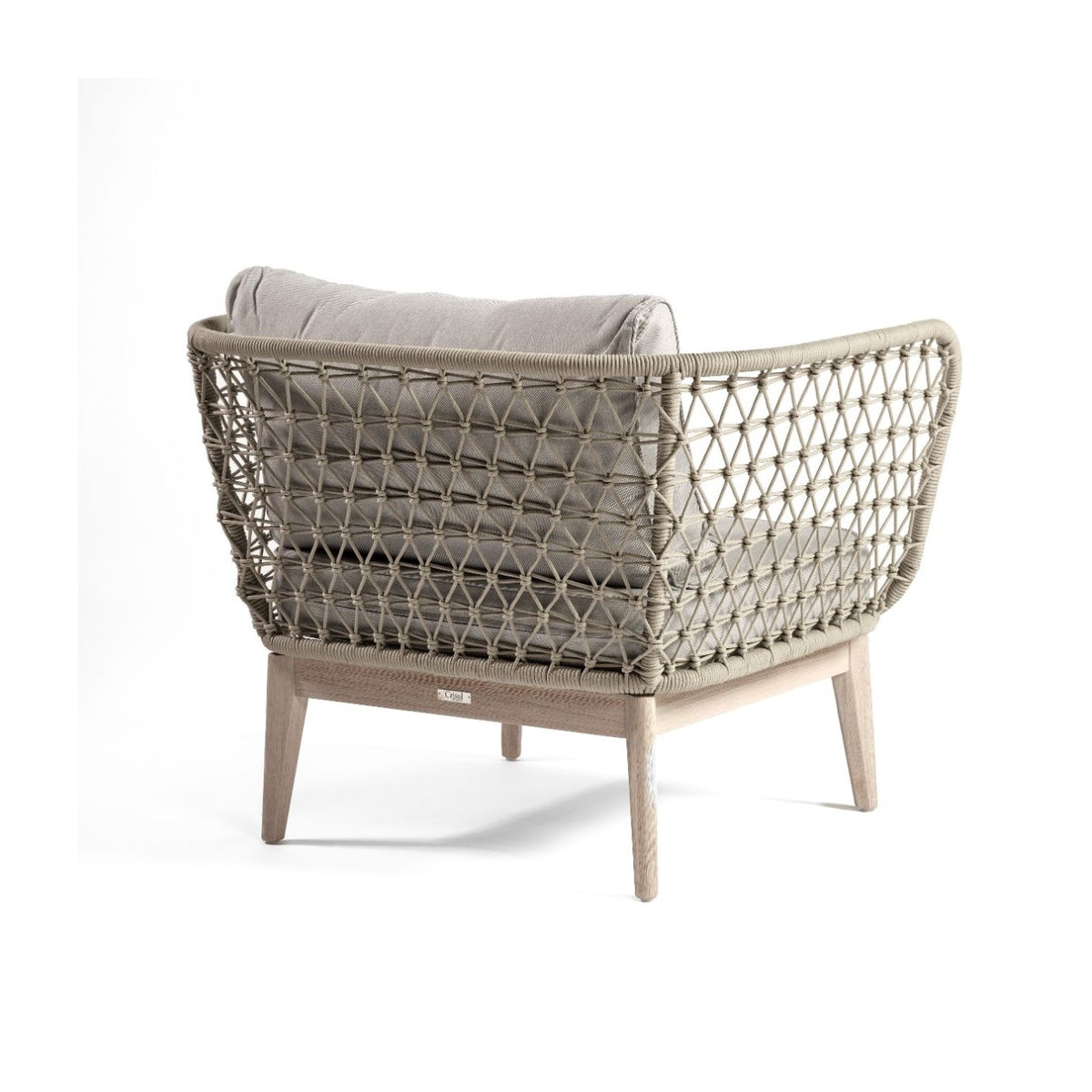 Sillón de exterior de eucalipto y cuerda blanco grisáceo Ithaca