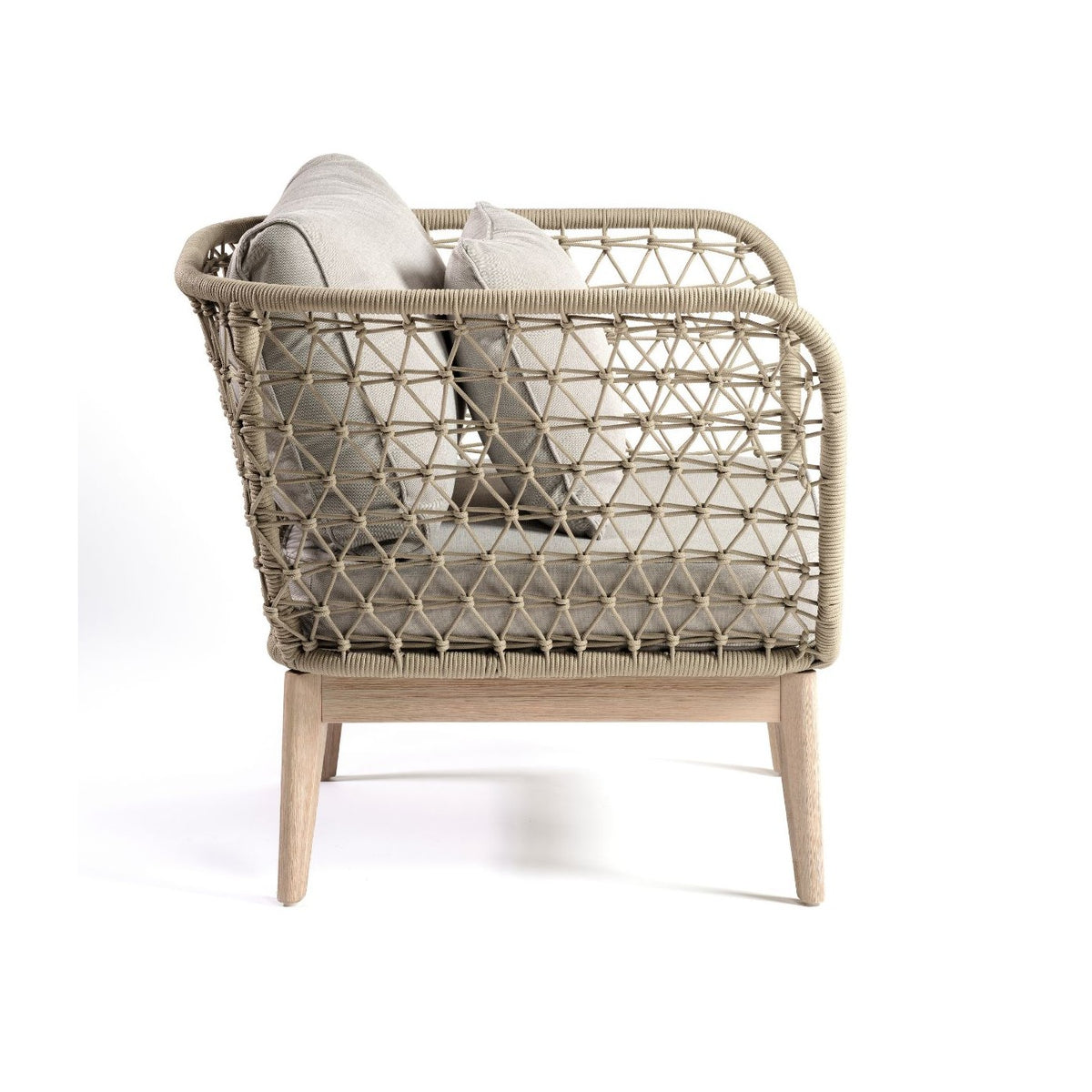 Sillón de exterior de eucalipto y cuerda blanco grisáceo Ithaca