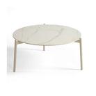 Mesa de centro redonda de aluminio y cerámica marmoleada Goult