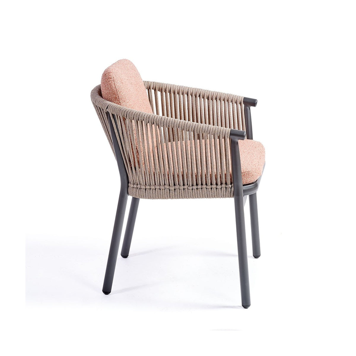 Sillón de comedor de exterior negro y cuerda gris Fez