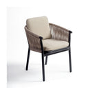 Sillón de comedor de exterior negro y cuerda gris Tossa