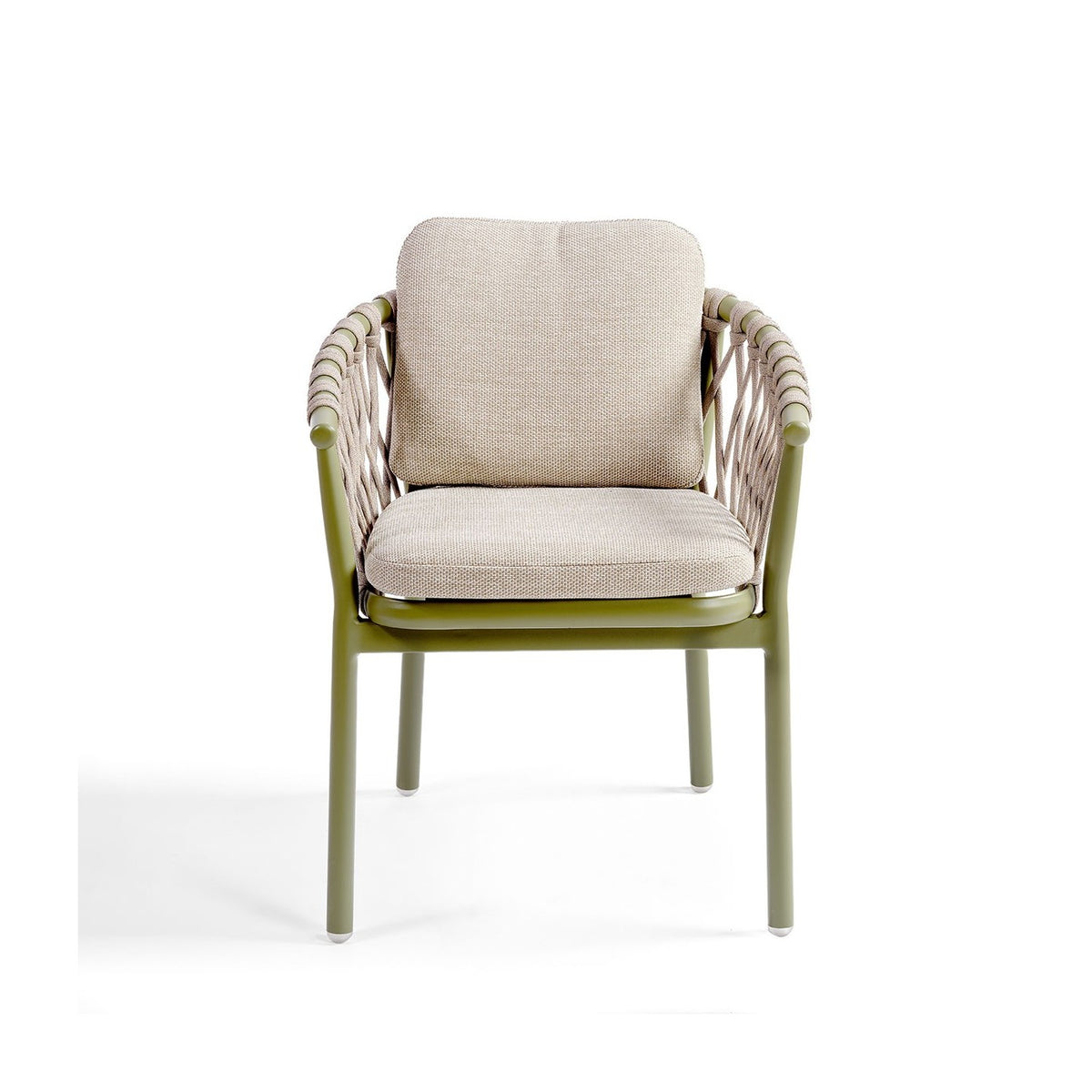 Sillón de comedor de exterior verde y cuerda gris Merzouga