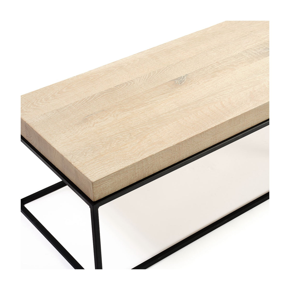 Mesa de centro rectangular de roble blanqueado y metal Lindos