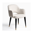 Sillón tapizado blanco roto con tapón dorado Funchal