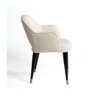 Sillón tapizado blanco roto con tapón dorado Funchal
