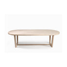 Mesa de comedor ovalada de teca y metal topo Arraiolos