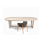 Mesa de comedor ovalada de teca y metal topo Arraiolos