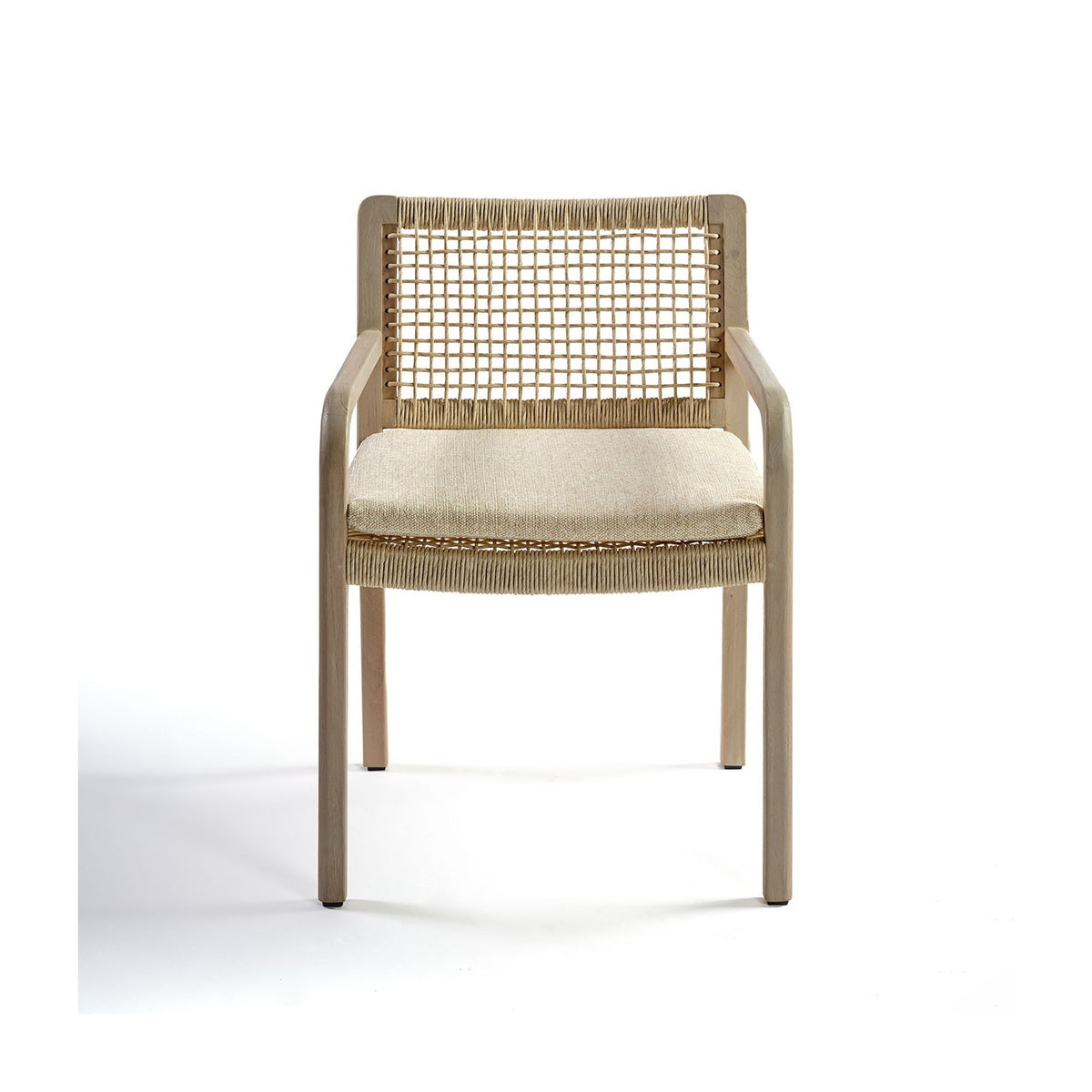 Silla de comedor de teca envejecida y cuerda Tazacorte