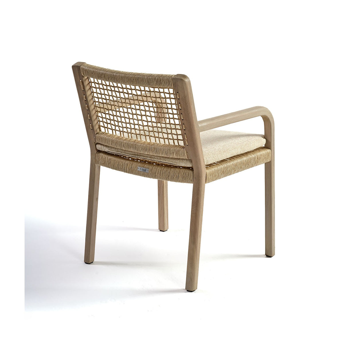 Silla de comedor de teca envejecida y cuerda Tazacorte