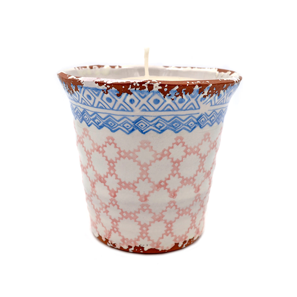 Vela de cerámica Étnica rosa - Citronela - #pino_y_jacaranda#