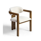 Sillón de comedor de madera y tapizado claro Benirràs