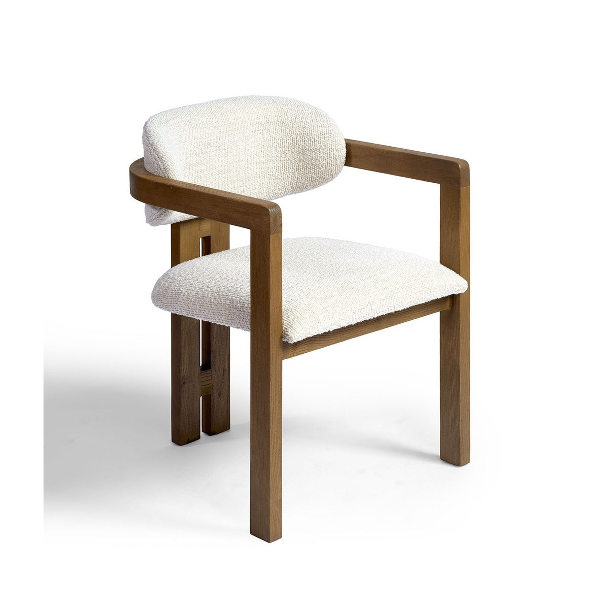Sillón de comedor de madera y tapizado claro Benirràs