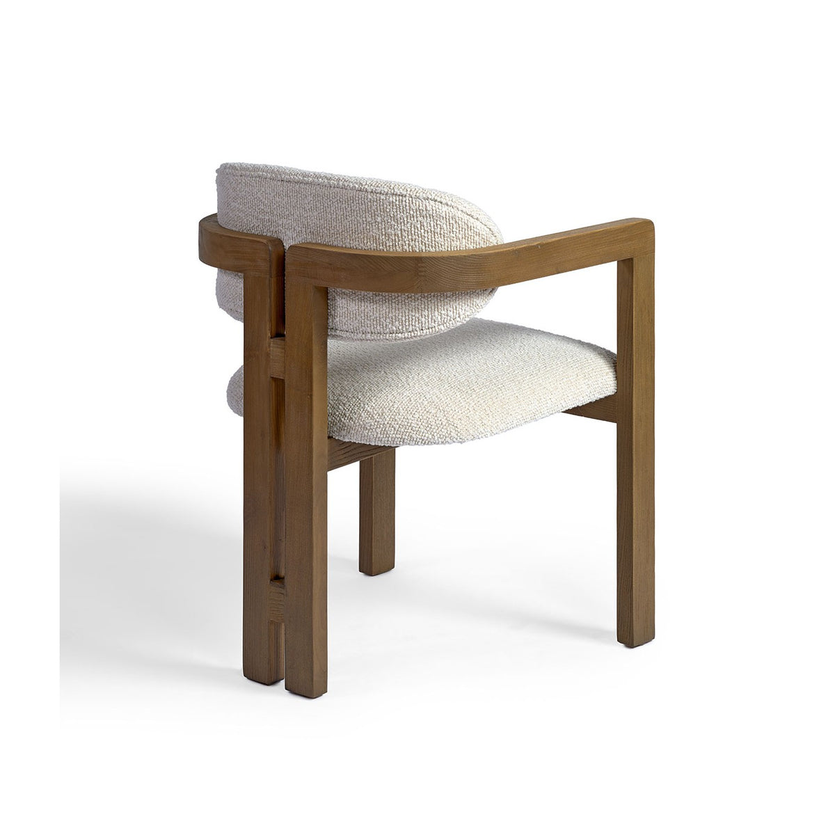 Sillón de comedor de madera y tapizado claro Benirràs