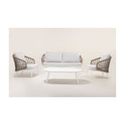 Sofá de exterior de aluminio blanco y cuerda Menton