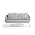 Sofá de exterior de aluminio blanco y cuerda Menton