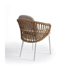 Sillón de comedor de exterior de aluminio blanco y cuerda Juan