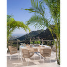 Mesa de comedor de exterior de aluminio blanco y piedra Cassis