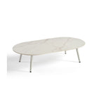 Mesa de centro ovalada de aluminio blanco y piedra Bandol