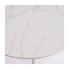 Mesa de centro ovalada de aluminio blanco y piedra Bandol
