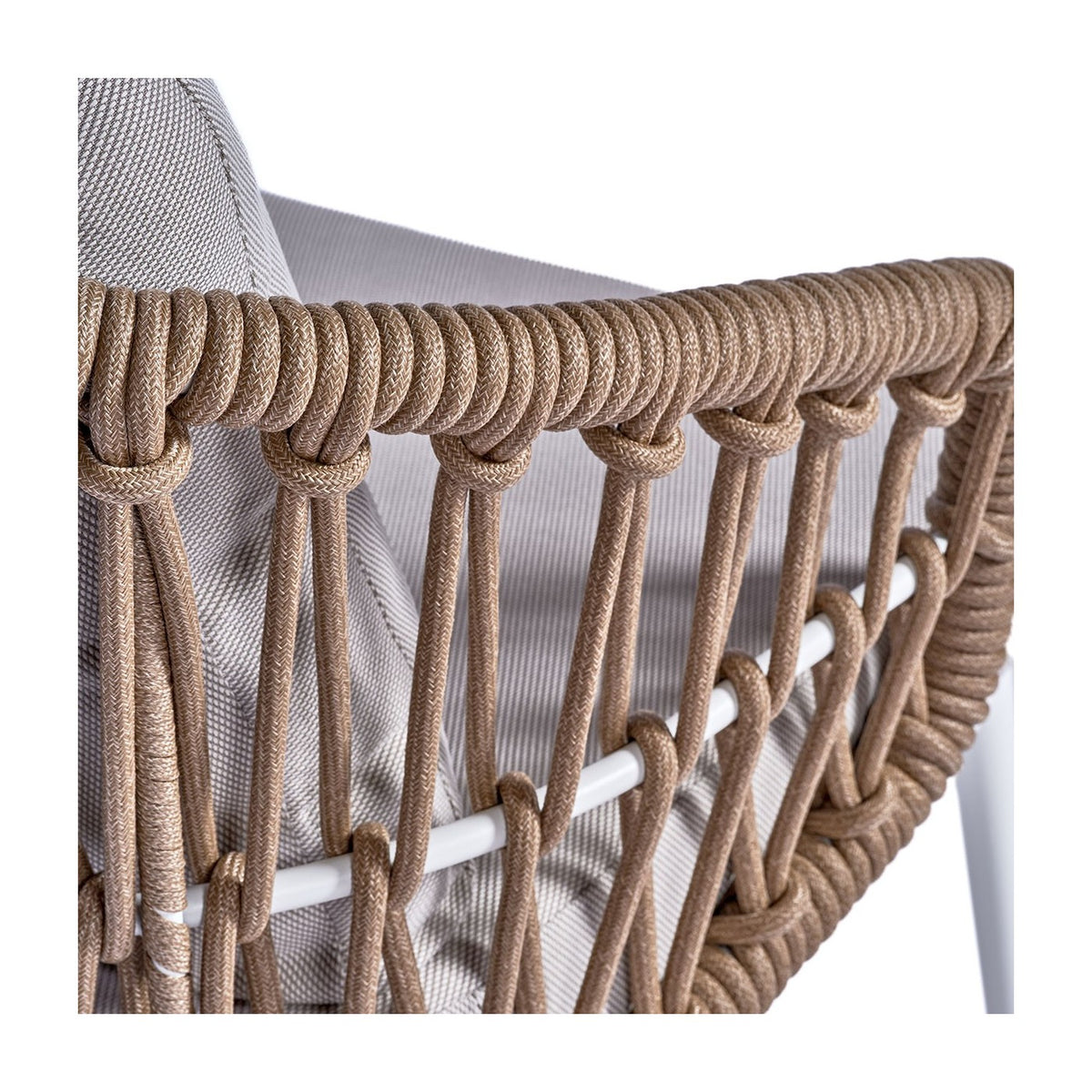 Sillón de exterior de aluminio blanco y cuerda Èze