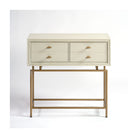 Consola de dos cajones blanco grisáceo y dorado Aegina