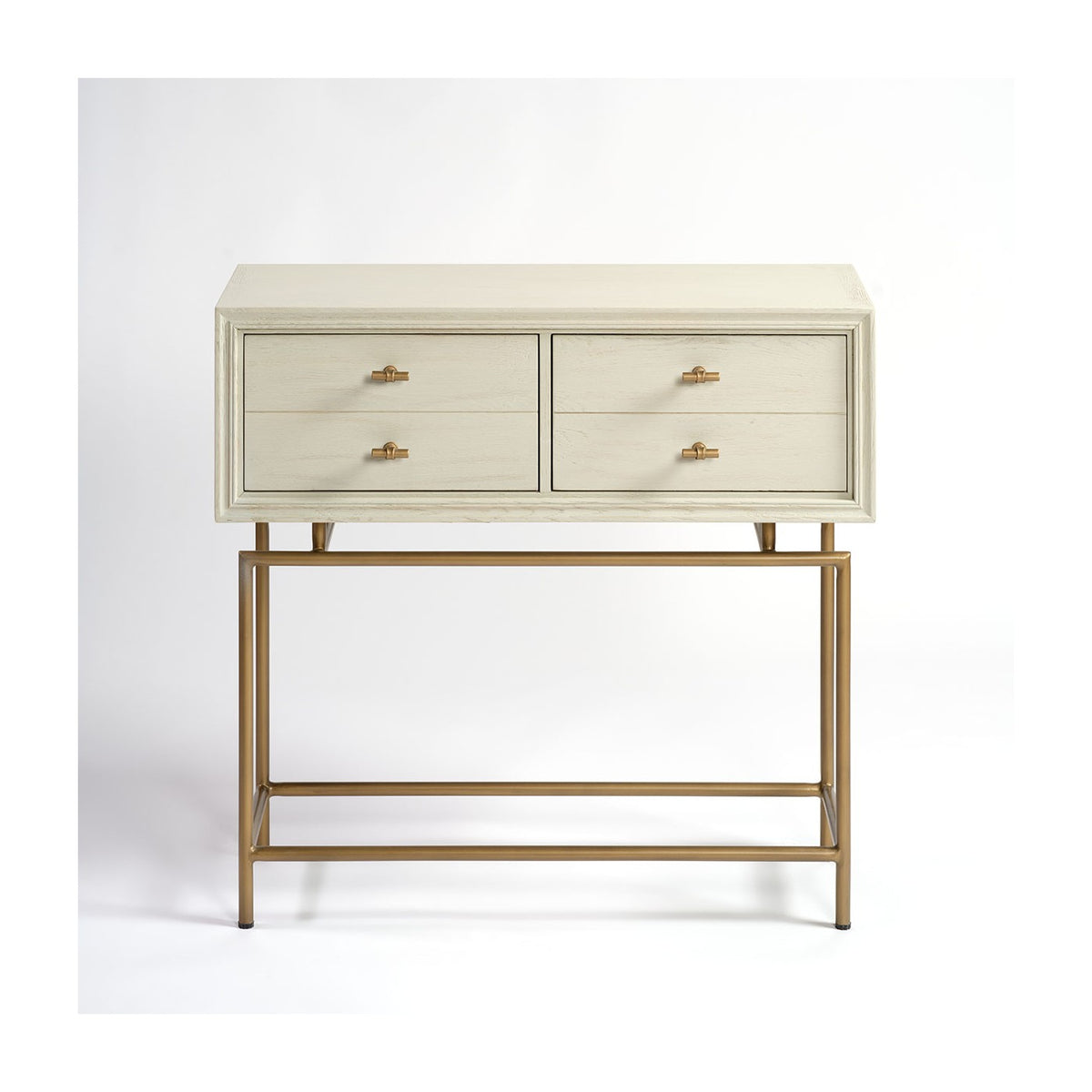 Consola de dos cajones blanco grisáceo y dorado Aegina