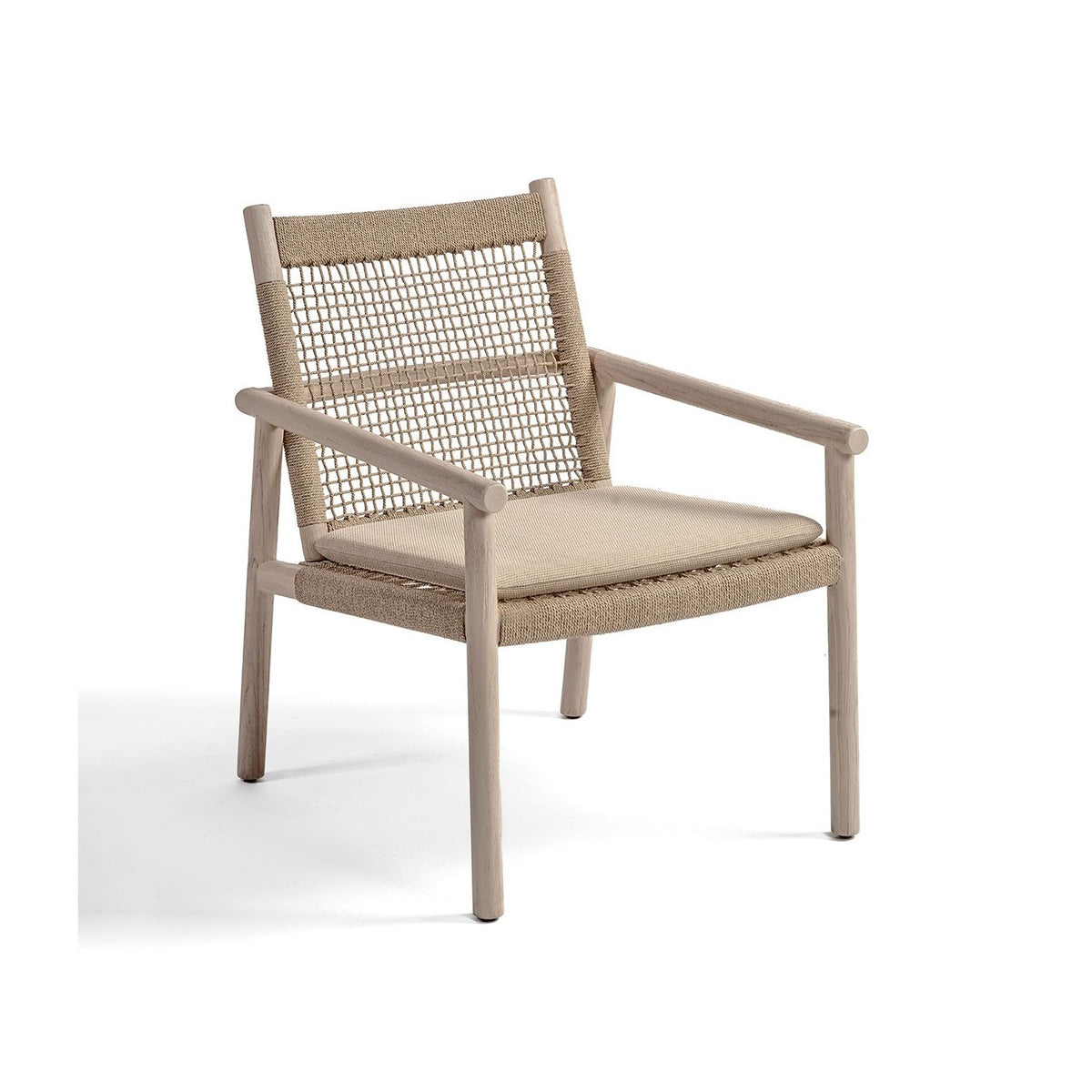 Sillón bajo de teca envejecida y cuerda Es Figueral
