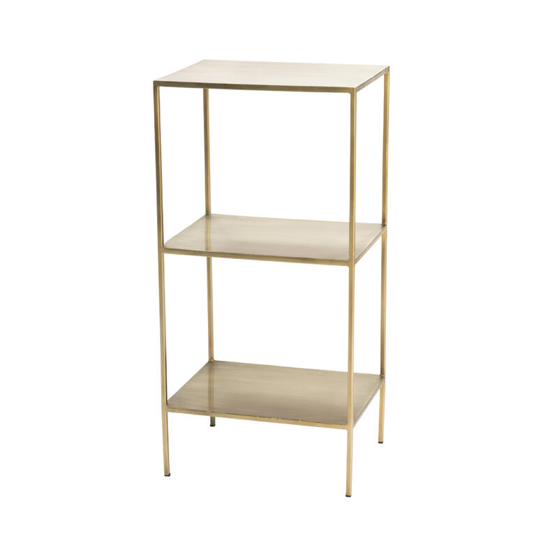 Mesa auxiliar dorada de metal con 3 baldas Ningxia