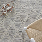 Alfombra kilim marfil de lana y algodón de 375 x 260 cm Tanzanita