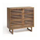 Zapatero de madera natural con puertas de palillería Carvoeiro
